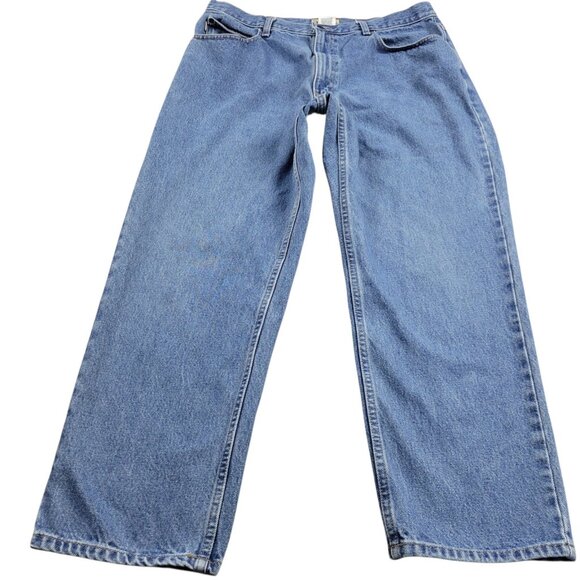 LL Bean Jeans Mens 37x29 Blue Denim Relaxed Dark Wash Denim - Picture 1 of 6